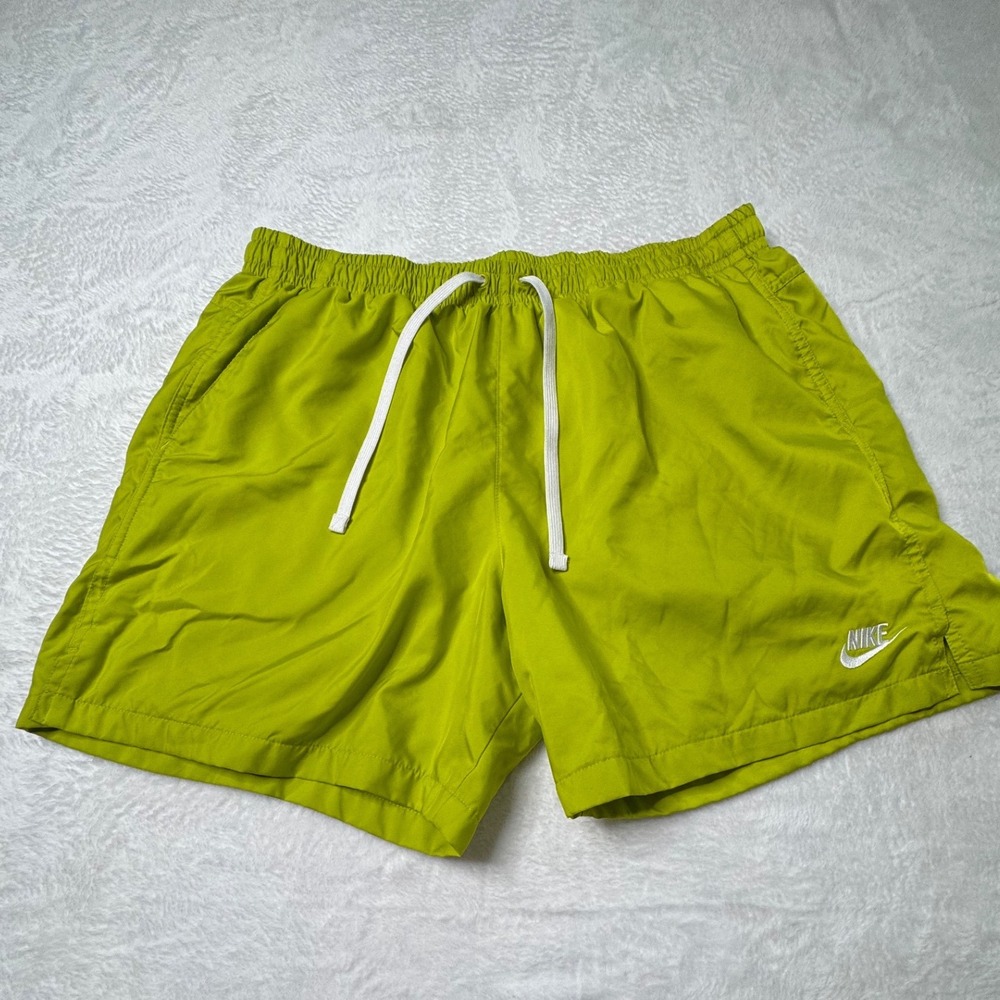 Nike Men XL Sportswear Woven Flow Shorts Green Mesh Lined Swim Gym Running